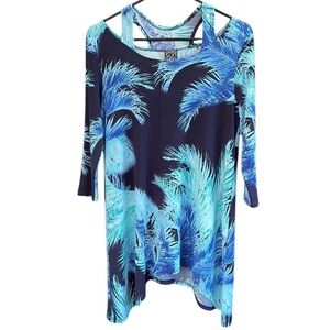 EUC Clara Sun Woo Blue Palm Print Top Size XS